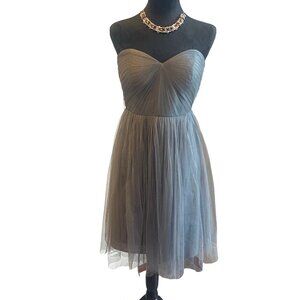 Jenny Yoo Fairycore Balletcore Whimsygoth Tulle Gray Strapless Mini Dress Size 4